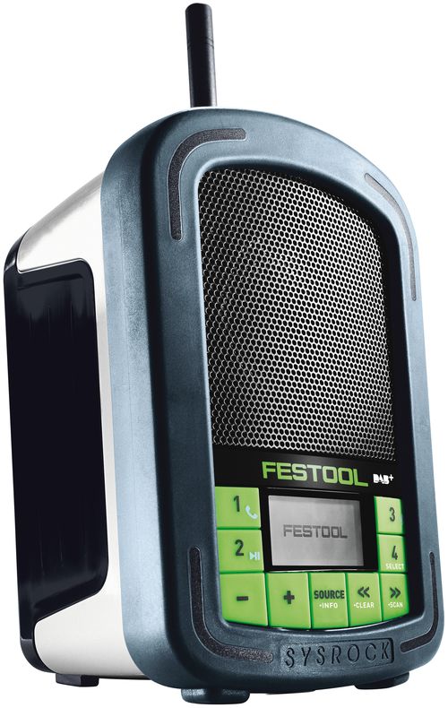 Festool Digitalradio BR 10 DAB+ SYSROCK mit Netzadapter, Aux-Kabel, Tasche. FM und DAB+ Sender empfangen. Kompatibel mit Festool 18V Akkupacks.