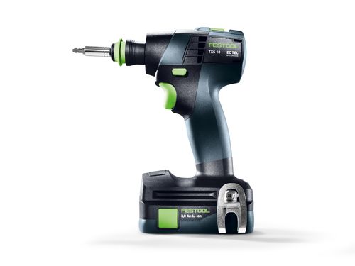 Festool Akku-Bohrschrauber TXS 18 3,0-Plus mit CENTROTEC-Werkzeugfutter, Magnet-Bithalter, Schnellspannbohrfutter