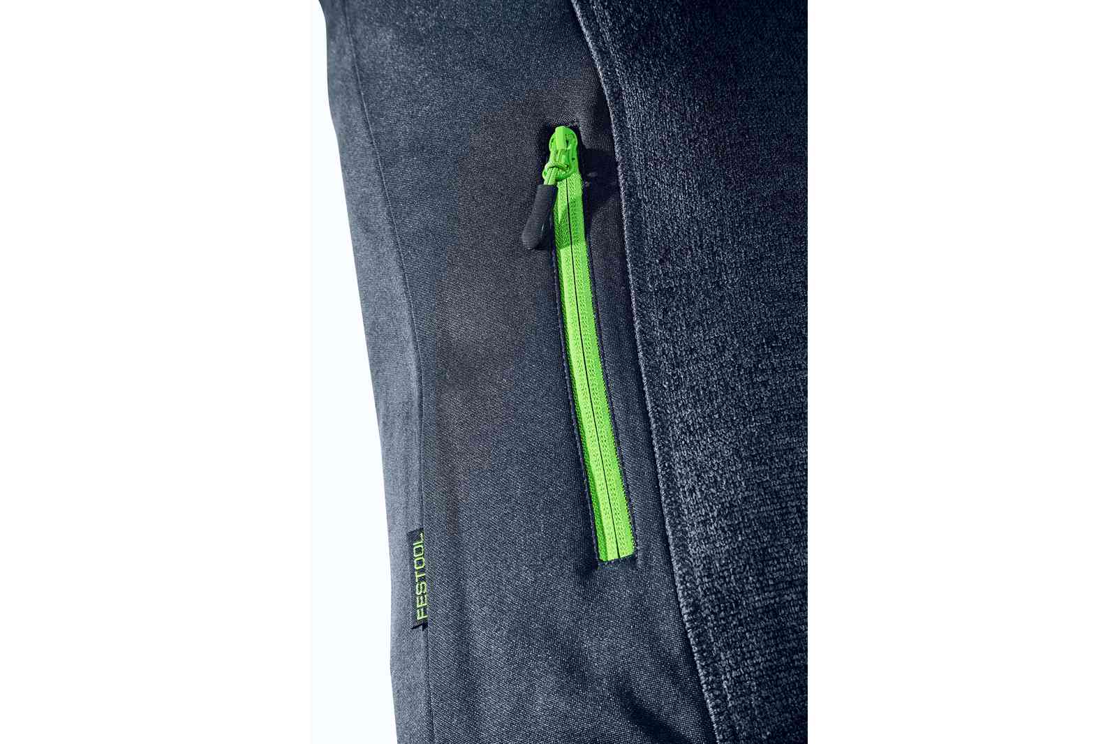 Festool Sweatjacke XL blau melange, mit seitliichen Eingrifftaschen, Polyesterfleece, außen Strickoptik, innen Microfleece