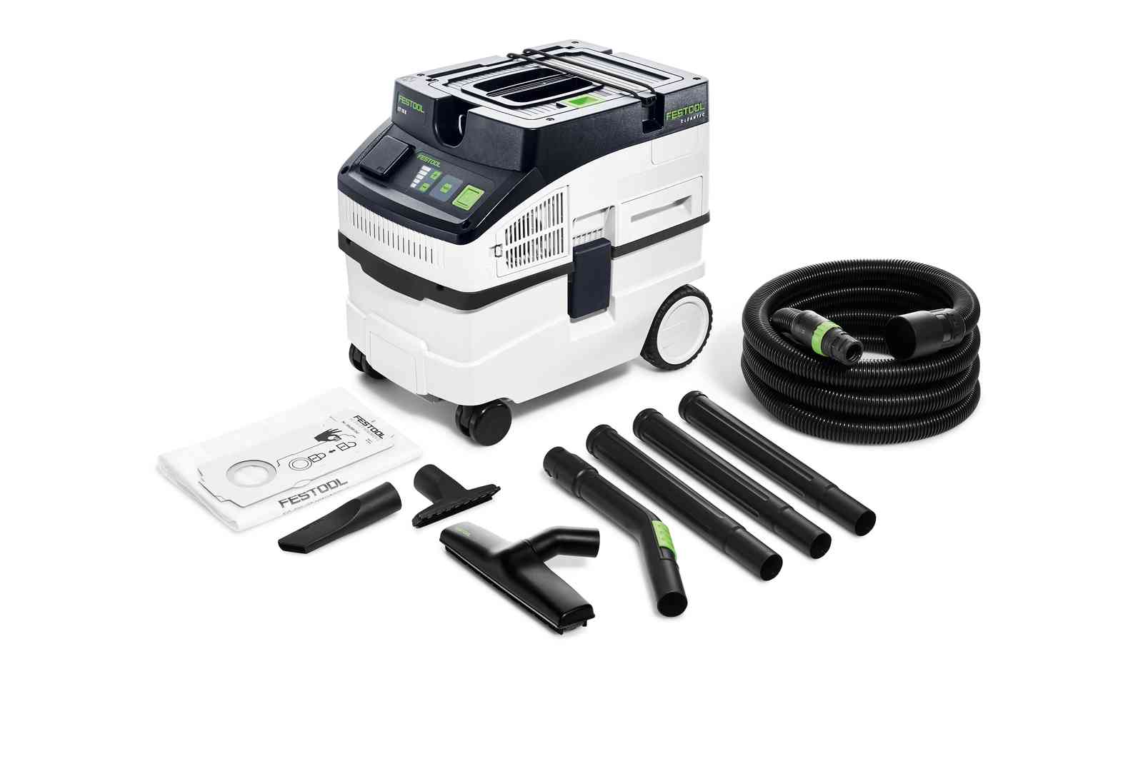 Festool Absaugmobil CT 15 E-Set CLEANTEC mit Reinigungsset und Filtersack, Touch-Bedienung, Regulierbar, Antistatik