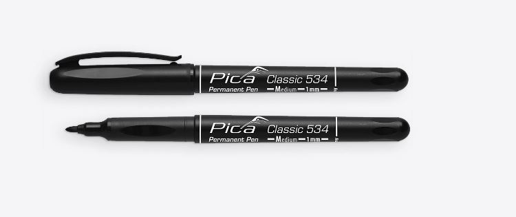 PICA Permanent Pen Medium-Spitze M schwarz 1,0 mm. auf nahezu allen Oberflächen, gut sichtbare Markierungen