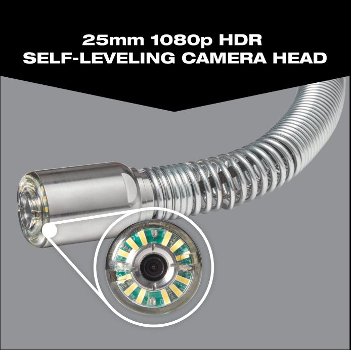 M18 Akku-Kanalinspektionskamera 30m, 25mm HDR-Kamera, Schub durch 90Grad-Bögen, Sonde für einfache Ortung, Linienverfolgung, 12 LEDs