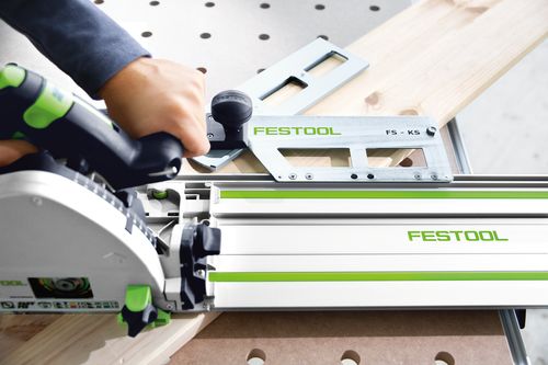 Festool Kombischmiege FS-KS, Winkel direkt übertragen, Winkelskala, werkzeugloses Ansetzen an Führungsschiene