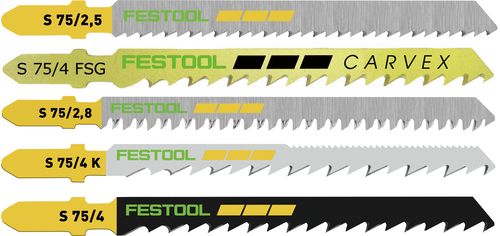 Festool Stichsägeblatt-Set STS-Sort/25 W, für Massivholz, Spanplatten, Furnier, Sperrholz und Metall, schneller Fortschritt, hohe Standzeit, Farbcodierung