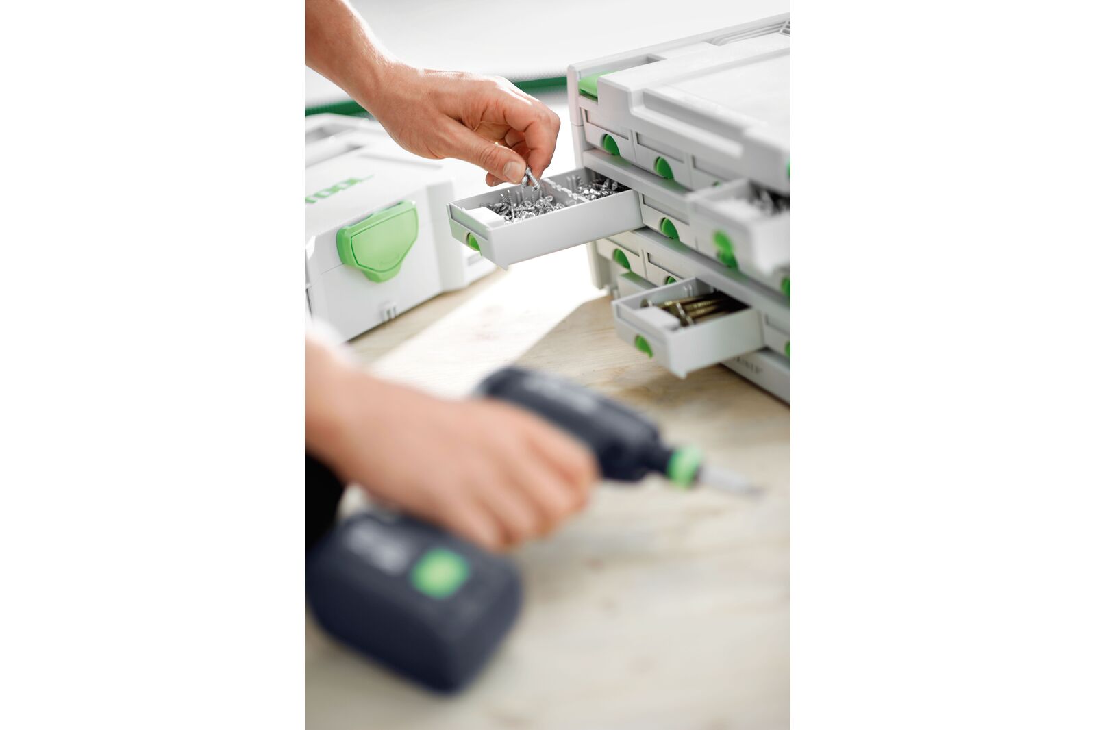 Festool SORTAINER SYS 3-SORT/12, 12 Schubladen, ideal für Kleinteile, koppelbar mit Systainern, BEschriftungsfelder