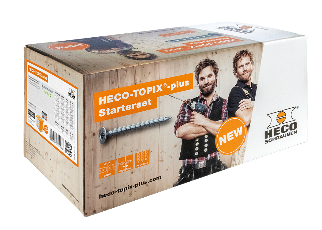 Starter-Set Heco-Topix-plus Schreiner mit Heco-Topix-Holzbauschrauben und Bitselector (neu Version 2023)