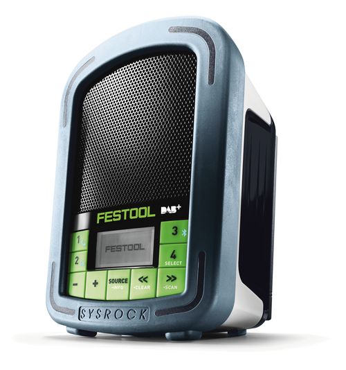 Festool Digitalradio BR 10 DAB+ SYSROCK mit Netzadapter, Aux-Kabel, Tasche. FM und DAB+ Sender empfangen. Kompatibel mit Festool 18V Akkupacks.