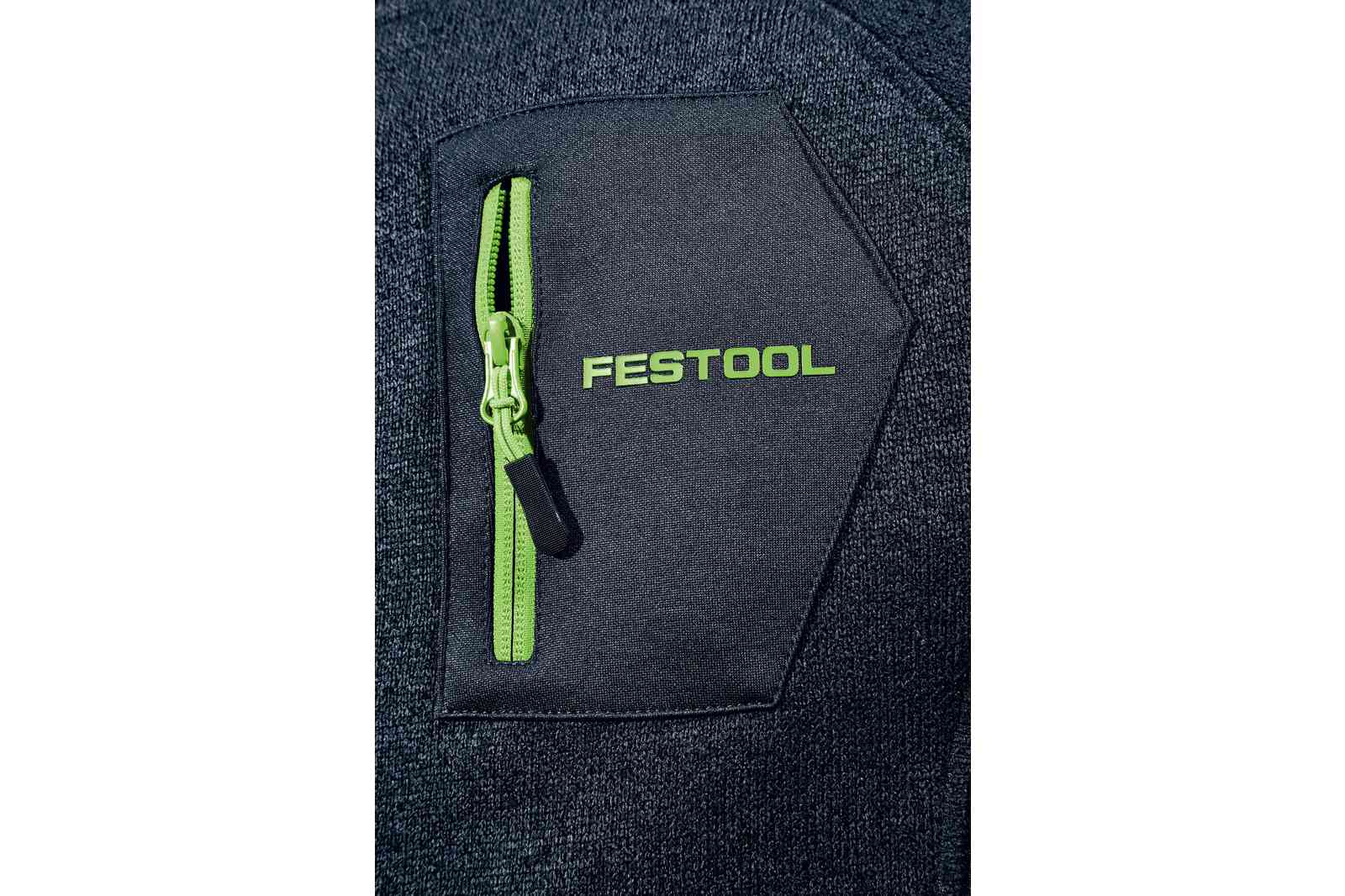 Festool Sweatjacke XL blau melange, mit seitliichen Eingrifftaschen, Polyesterfleece, außen Strickoptik, innen Microfleece