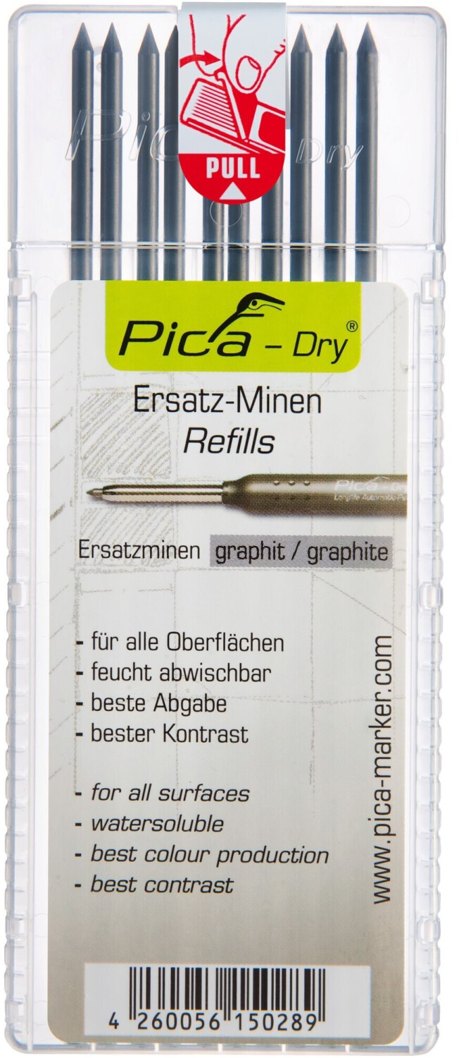 Minenset Pica DRY Pen schwarz, 10 Stück Minen