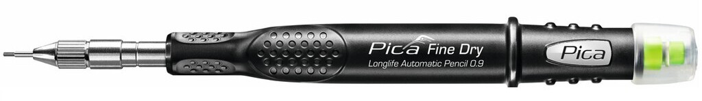 Pica Fine Dry Longlife Automatic Pencil 0.9mm, Fein, Druckbleistift, Feinmarker, Langlebig, mit Power-Lock, integrierter Spitzer, vielseitig