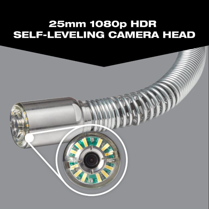M18 SIC36 HDR-0 Akku-Kanalinspektionskamera 36m, 25mm HDR-Kamera, leichtes Erreichen langer Strecken, Schub durch 90 Grad-Bögen, 12 LEDs